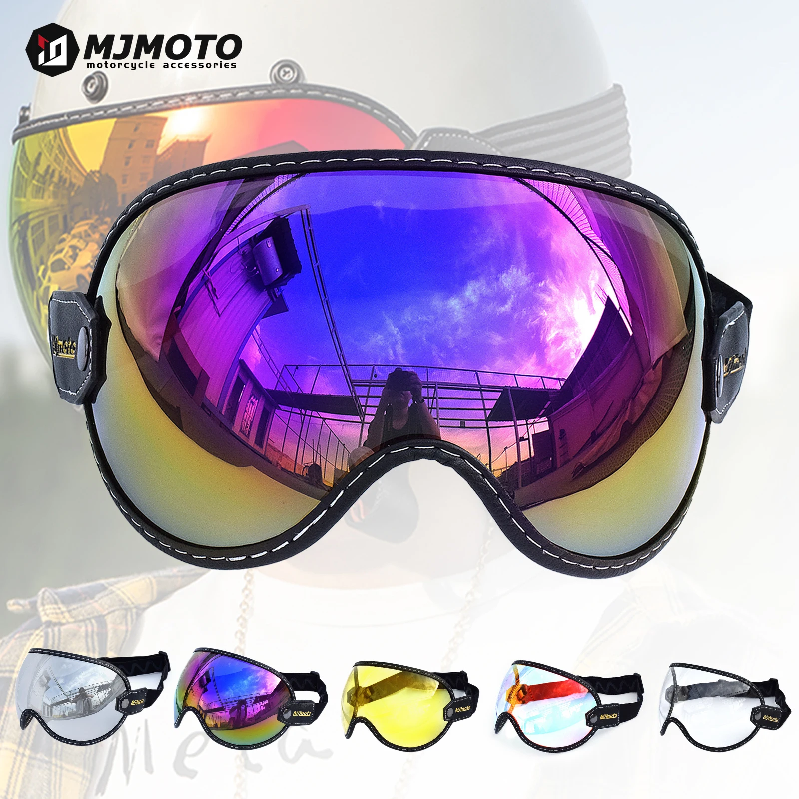 

Universal Open Face 3/4 Helmet Bubble Visor Lens Anti-fog Retro Motorcycle Helmet Lens Glasses Motorbike Helmet Goggles Colorful