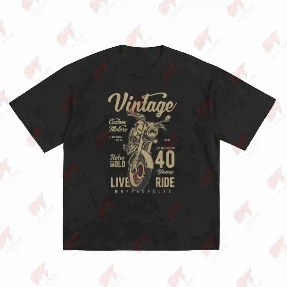 Vintage Biker Established 40 Years Retro Style Classic Motorbike Motif Short Sleeve Tee 100% Cotton T-Shirt