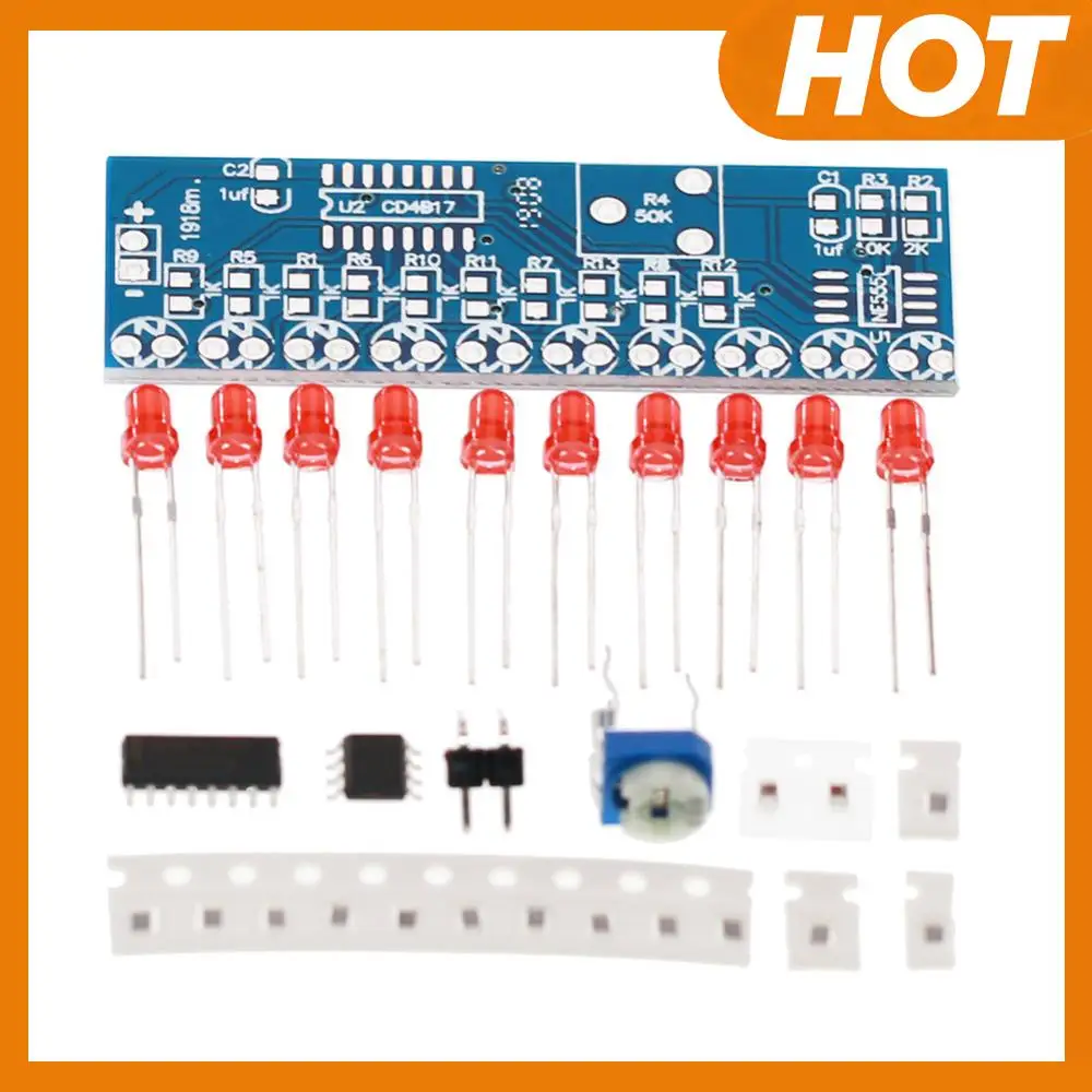 

Набор для самостоятельной сборки светодиодного мигающего светильника DIY с микросхемами NE555 CD4017, 2.5-14.5В, для отработки навыков пайки SMD