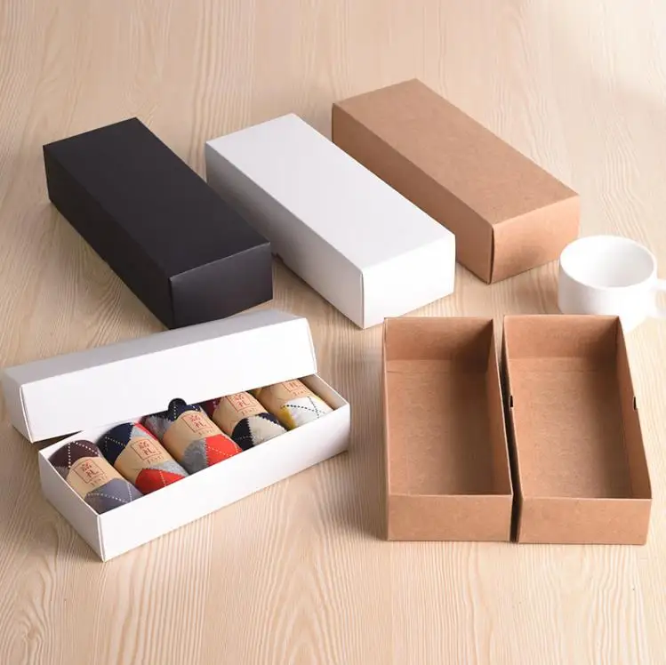 100pcs Large Size Cardboard Packing Box Big Kraft Paper Gift Box Carton Box Packing DIY Clothes Socks Pack Box ni478