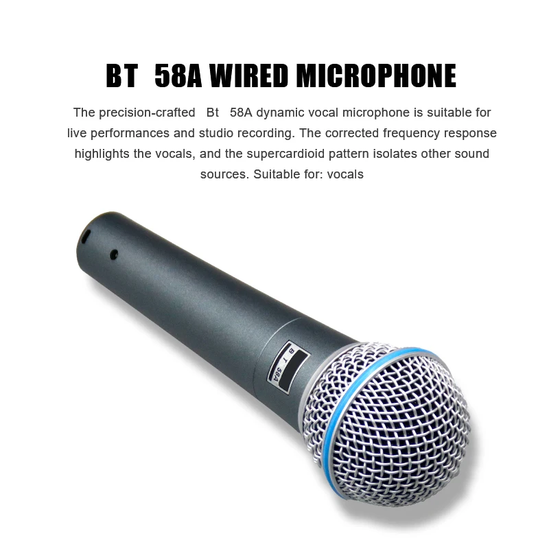 BT 58A Vocal Microphone - Single Element Supercardioid Dynamic Mic for Stage and Studio