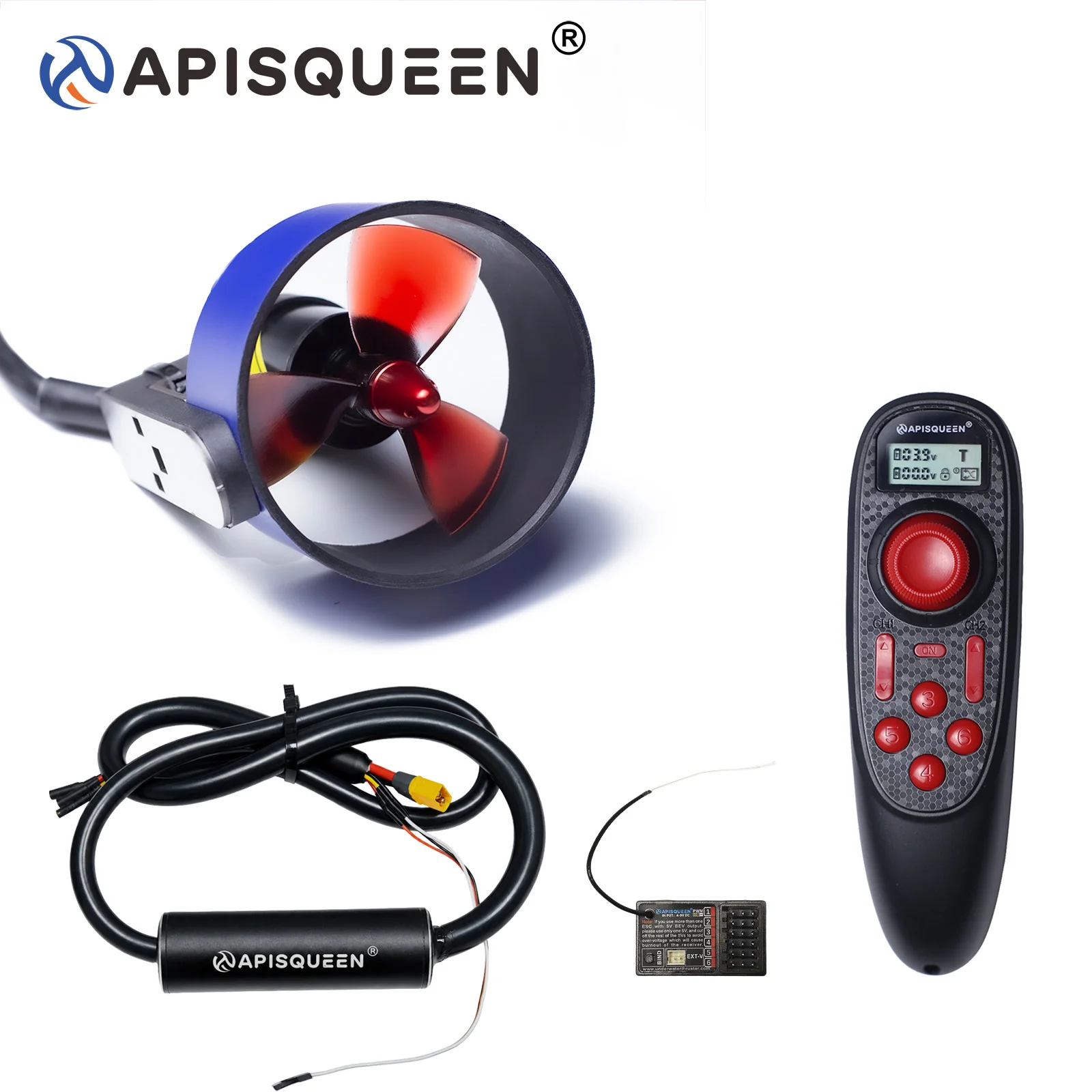 apisqueen-u5-propulsore-subacqueo-brushless-12-24v-spinta-testata-di-84kg-800w-esc-impermeabile-da-100a-e-telecomando-opzionali