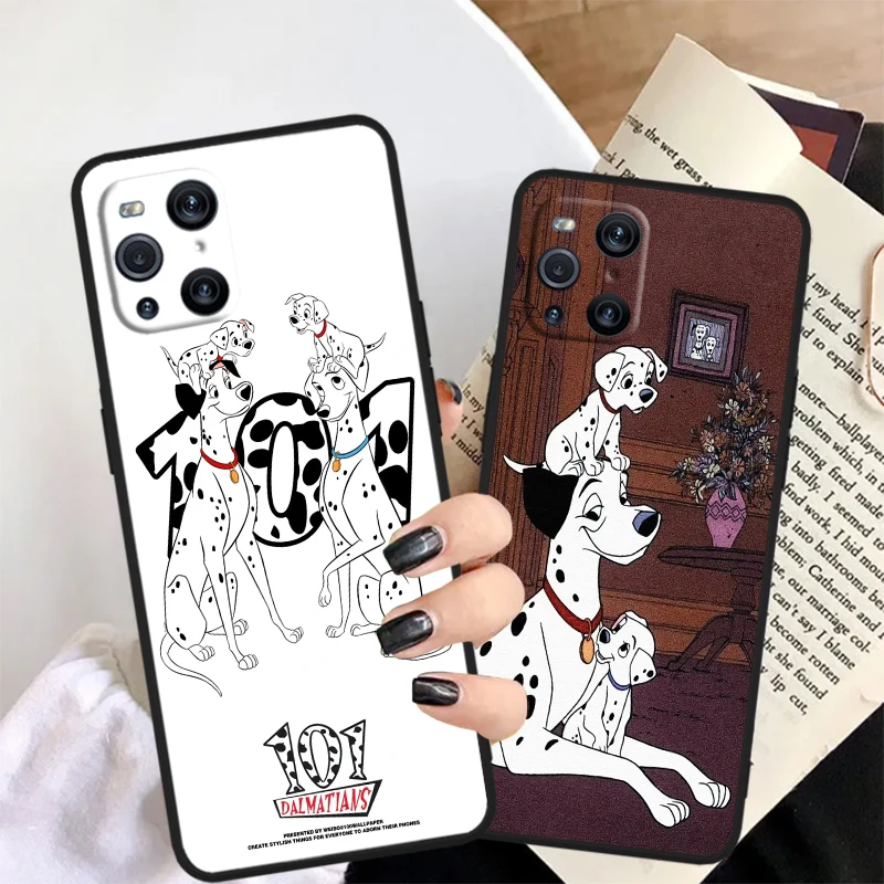 101 Spotted Dog Disney Cartoon For OPPO Find X6 X5 X3 A54S A5 A94 A16 A53S A57 A74 A72 A98 A78 A96 A9 5G Black Cover Phone Case