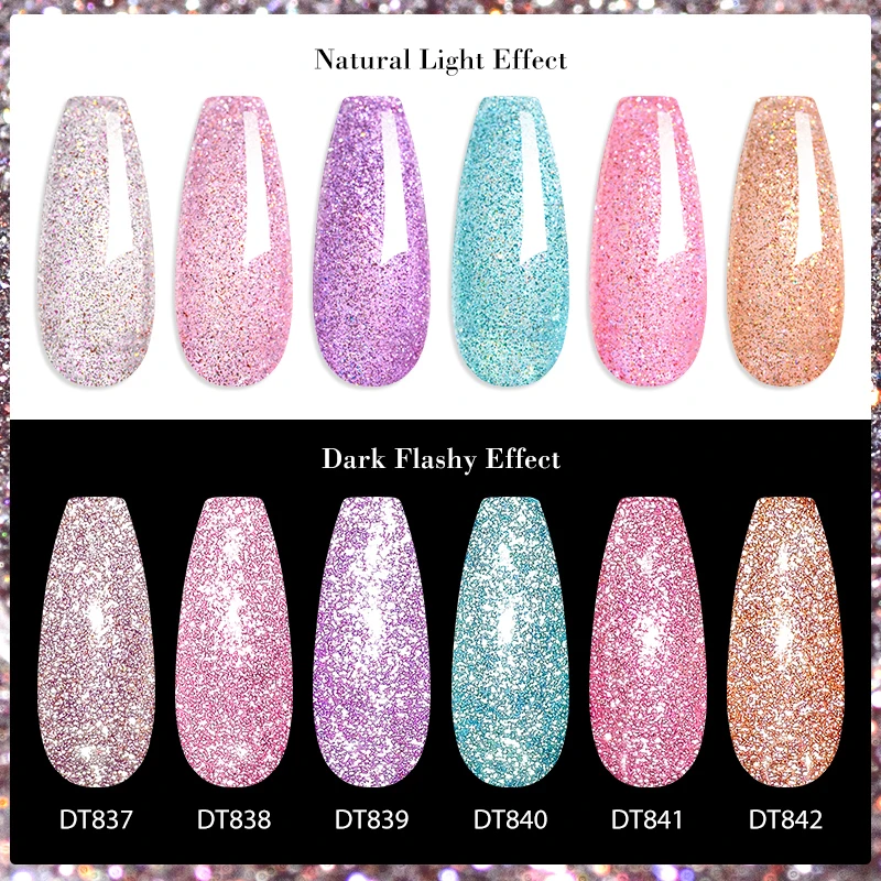 MEET ACROSS 7ml Fonkelende Nagelgel Polish Glitter Nail Art Semi Permanente Hybride UV LED Gel Voor Nagels manicure Base Top Coat