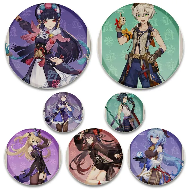 Genshin Impact Lapel Pins Cute Anime Figure Shikanoin Heizou Yelan Badge Fashion Jewelry Accessories Brooch Backpack Decoration