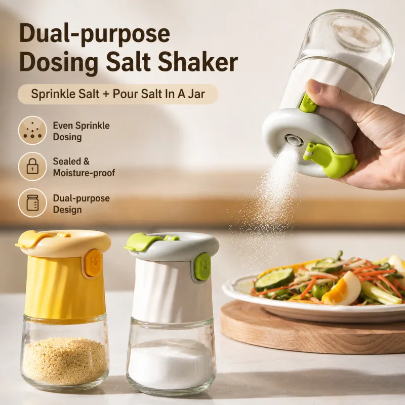 Portion Control Salt Shaker Measuring Spice Jar Kitchen Condiment Container with Scale Multifunctional Cooking Tool