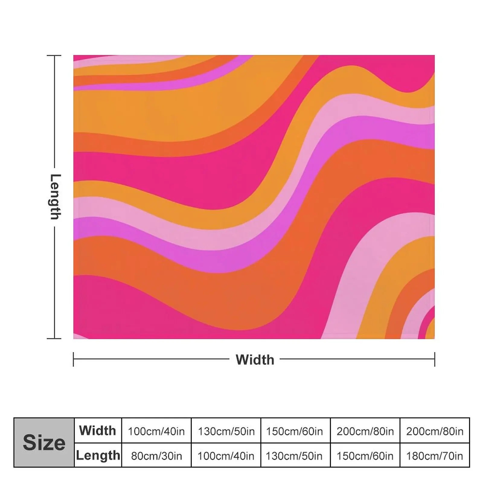 Retro Waves Abstract Pattern Pink Magenta Orange Throw Blanket blankets and throws heavy to sleep Hairy Thin Blankets