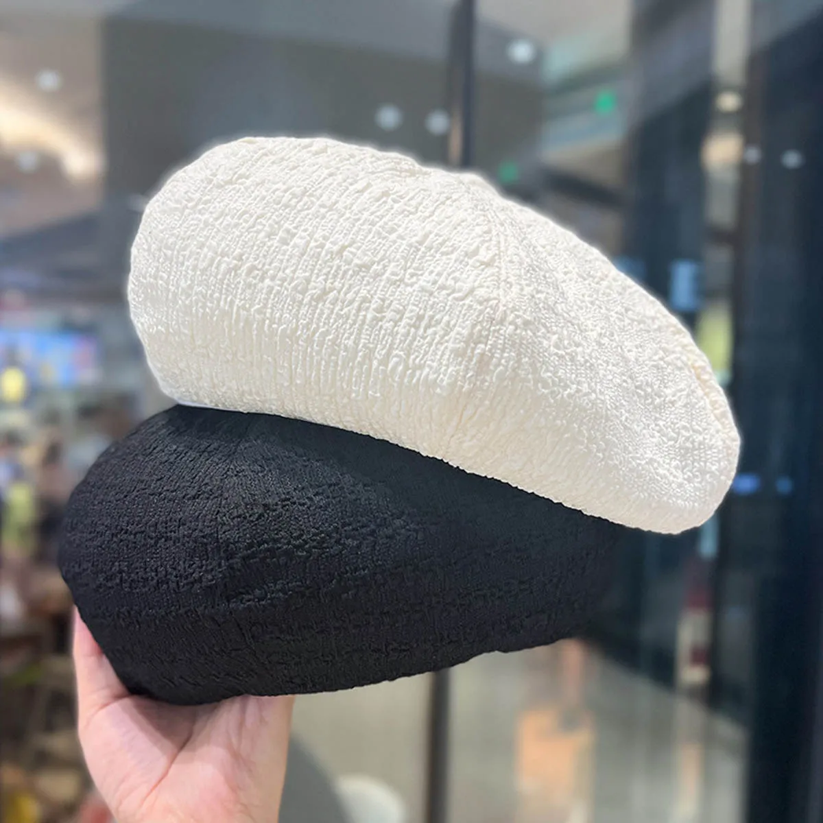 1 Stück Damen-Baskenmütze, neue Frühlings- und Sommermütze für Frauen, Retro-Strickmütze, lässiges modisches Design, einfarbige, atmungsaktive Mütze