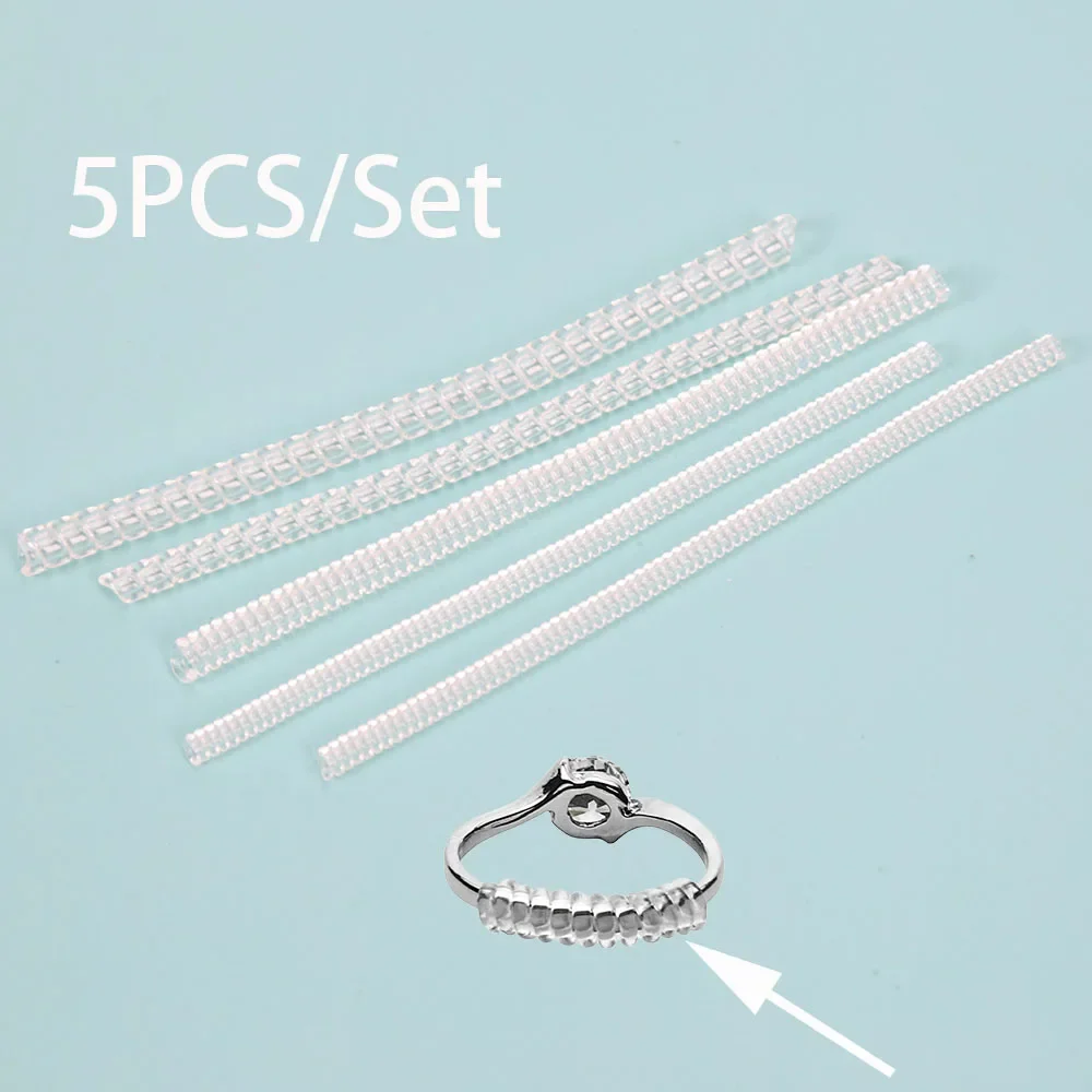 

5pcs/Set Ring Size Reducer Tools Spiral Spring Based Rings Adjust Invisible Transparent Tightener Resizing Tool Jewelry Guard