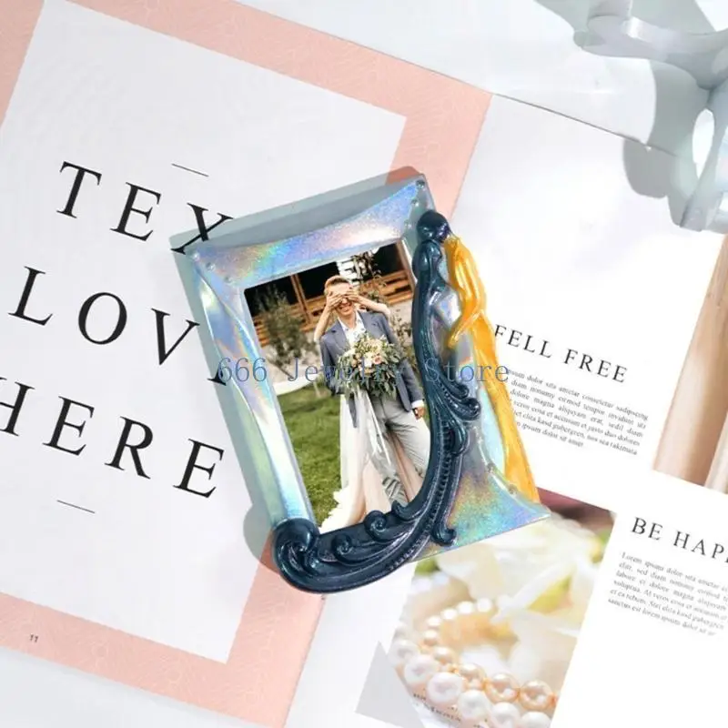 F2TD Silicone Rectangle Photo Frame Bracket Mold Display Stand Resin Casting Mold for Supporting Pad Laptops Photo Frames