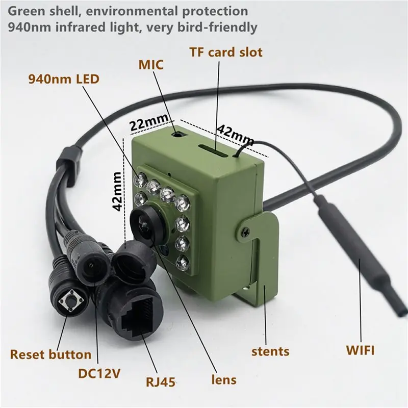 【CYBER MONDAY】2X 5 Million Wifi Bird Box Camera Audio 1920P IR CUT Night Vision RTSP FTP Mini IP IPC Pet Nest Bird Watching 2.8M