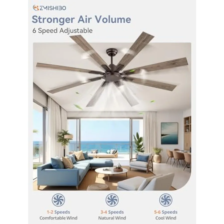 Indoor/Outdoor farmhouse ceiling fan, oil rubbed bronze, 72 inch, no light, 6-speed reversible quiet DC motor, dual finish blad