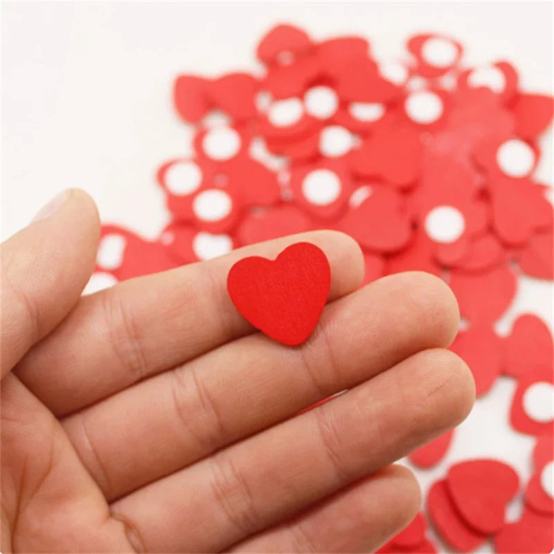 100PCS 18*19mm Wooden Red Love Heart Sponge Stickers Del Fridge Home Decor Mini Wall Sticker DIY Toy New Year Supplies