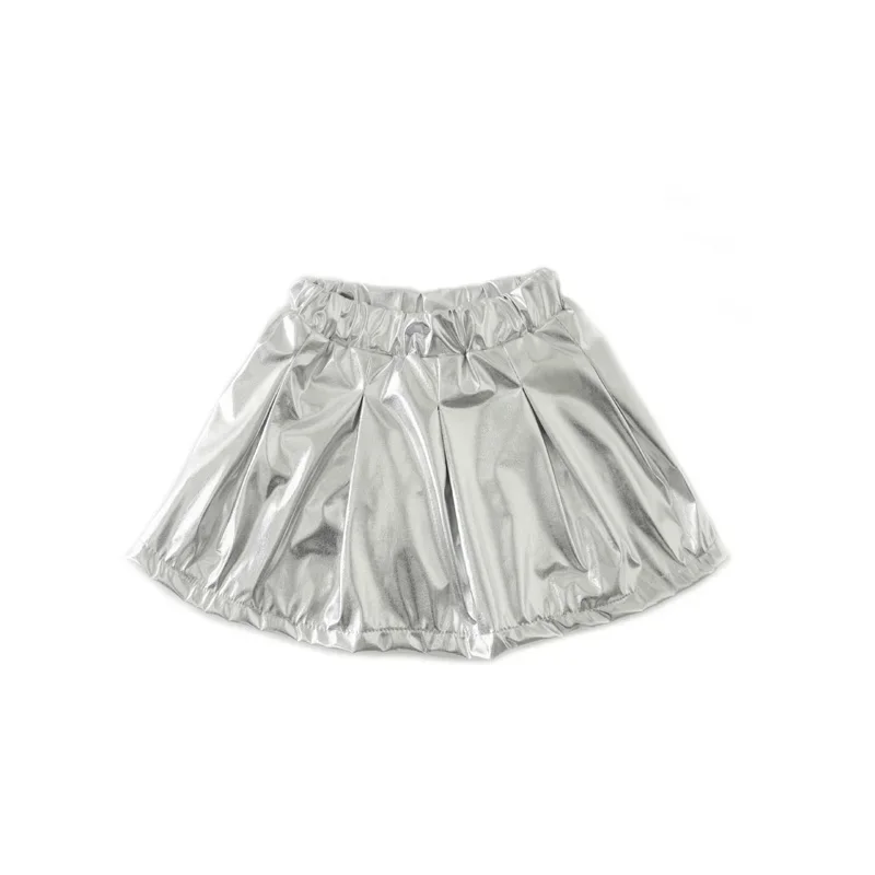 Mädchen Hip Hop Straßenkleidung Grün Crop Tops Silber Lederrock für Kinder Streetwear Kostüm Jazz Dance Kleidung