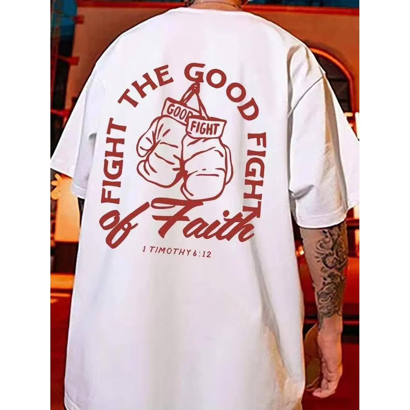 200g T Shirt / 1 Pcs T Shirt / 100% Polyester, Men's Round Neck Short Sleeve T Shirt, Faith, Letter Printing, Suitable For Summer