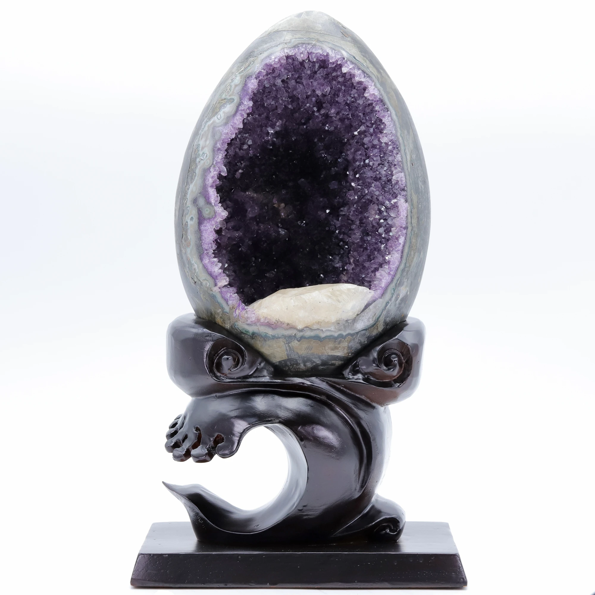 Natural Amethyst Cluster Dinosaur Egg Quartz Crystal Mine Cave Specimen Reiki Healing Fortune Home Office Decoration