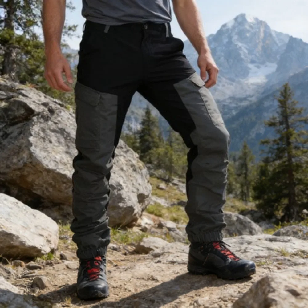 

Men's Outdoor Sports Locomotives Slim Fitting Casual Color Matching Multi Pocket Overalls