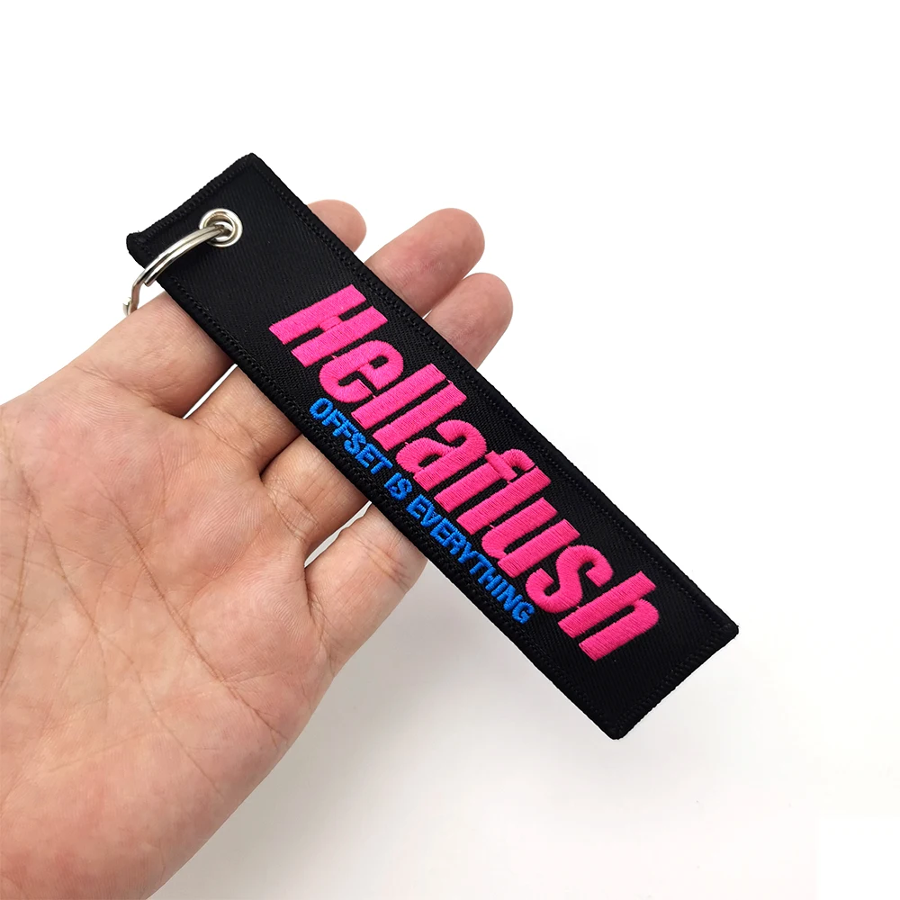 JDM HKS Keychain Embroidered Woven Personality Fashion Cloth Key Chain Car Motorcycle Key Rings Key Holder Pendant Night kids