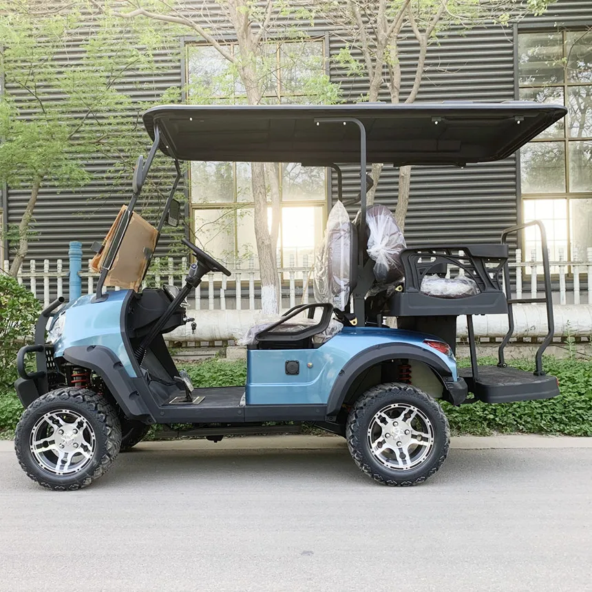 Solar Panel Golf Cart 2+2 Seat Electric Golf Scooter 48V Utility Vehicle Factory Direct Off-Road Golf Cart With Front Bumper