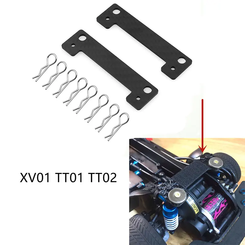 Przedni tylny uchwyt na nadwozie z włókna węglowego Niewidoczny słupek do montażu nadwozia dla Tamiya TT01 TT02 XV01 1/10 RC Car Upgrade Parts