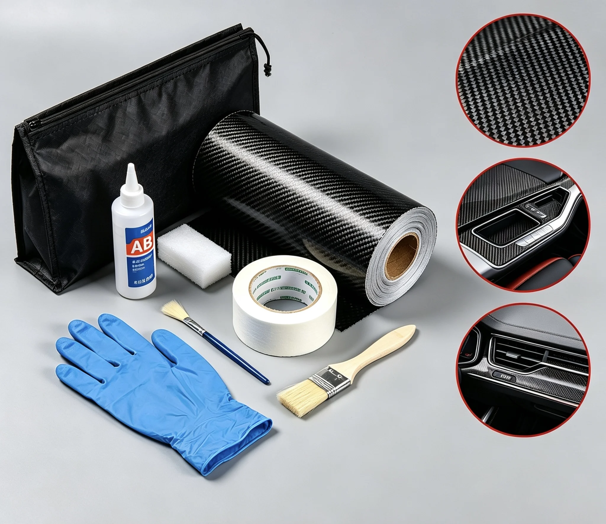 Real carbon fiber motorcycle car kit DIY handmade wrapping carbon cloth hand paste modification epoxy resin roof sports