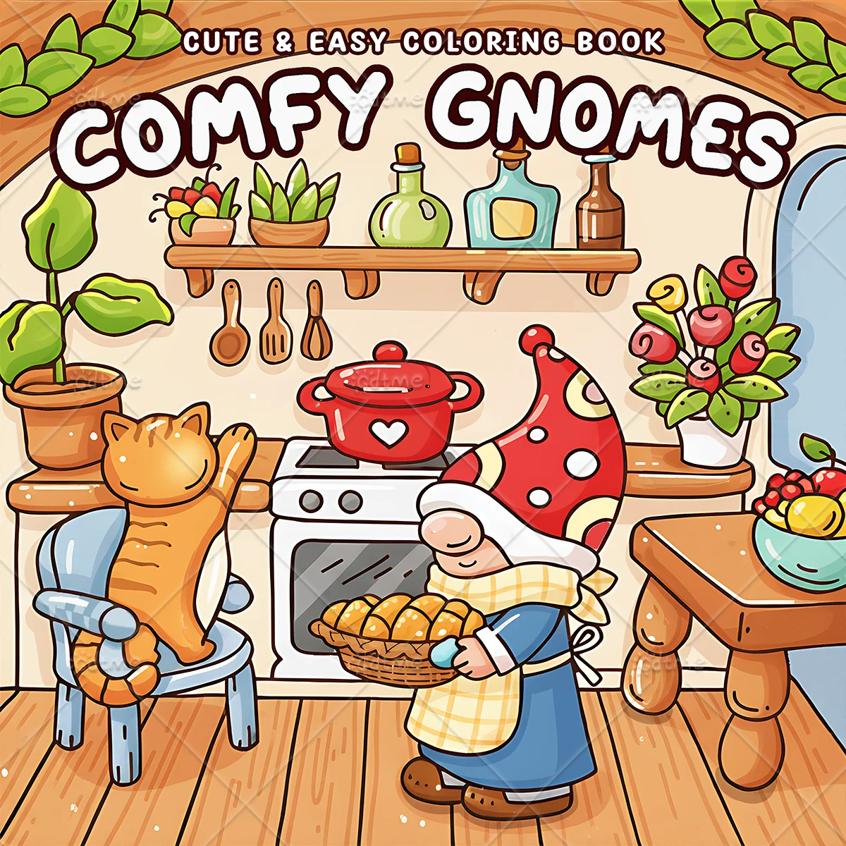 COMFY GNOMES Coloring Book for Adults Featuring Cartoon Bold-easy Patterns for Relaxation Teens DIY Painting Drawing Books