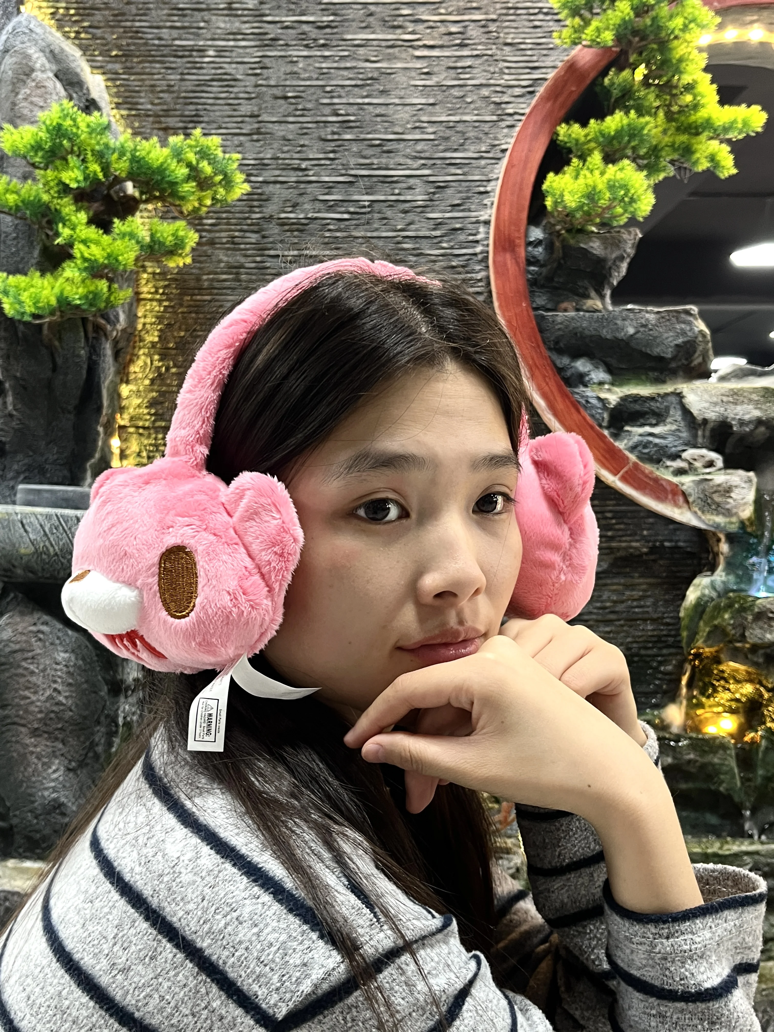 غطاء للأذنين من القطيفة على شكل دب لطيف، غطاء للأذنين شتوي دافئ على الطراز القوطي الحلو، تدفئة الأذن من الصوف الناعم مع نمط كرتوني، هدية باردة عصرية #3