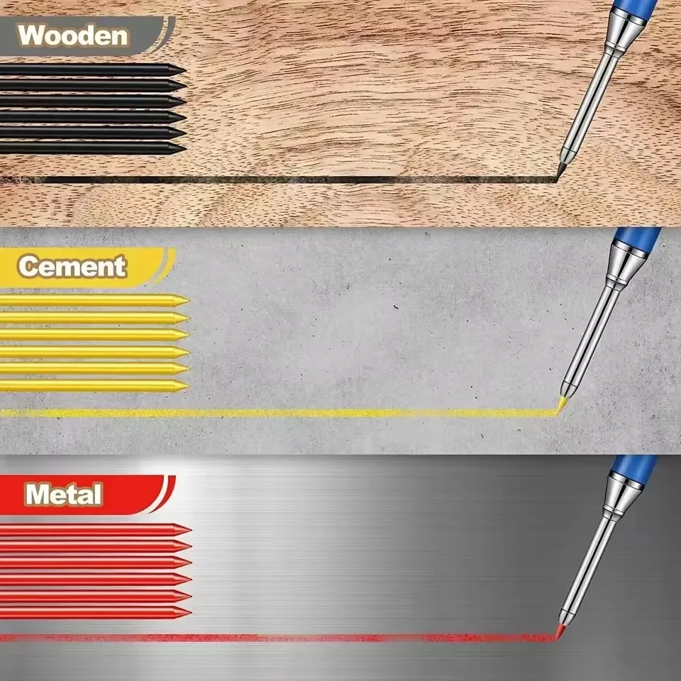 2.8mm Solid Carpenter Mechanical Pencil with Sharpener for Woodworking Construction Long Head Carpenter Pencil Stationery Supply image 4