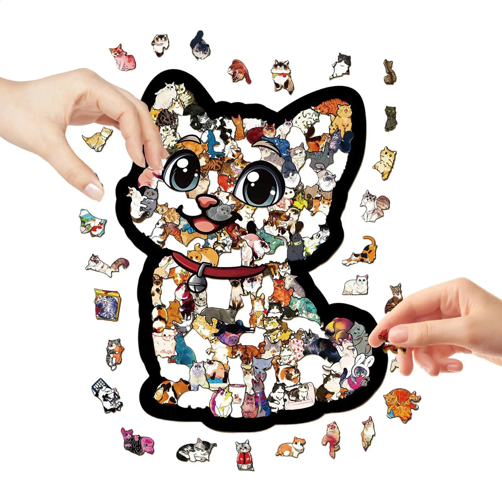 Cat Jigsaw Puzzle for Adults 135 Pieces Wooden Puzzles Educational Relaxation Therapy Stress Relief Home Office Decor Party Gift