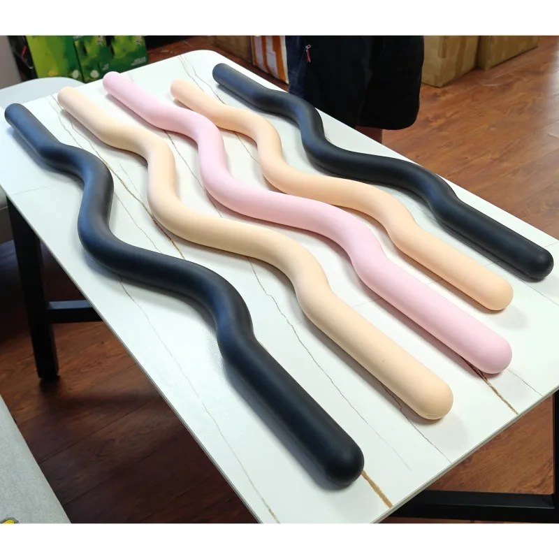 XMWL Barra de barra rizada de silicona de 15 lb, barra de alumbre, barra ponderada con haz de fitness para entrenamiento de fuerza, sentadillas, yoga y pilates