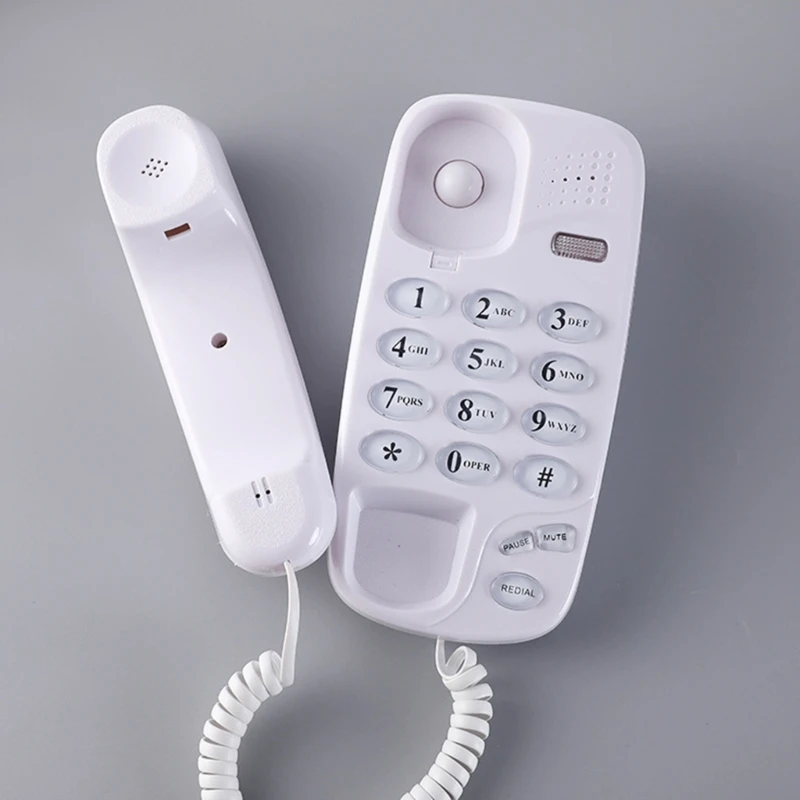 KXT-580 Wall-Mounted Telephone Wall Phone Fixed Landline Wall Hanging Telephones with Call Light Redial for Home Office