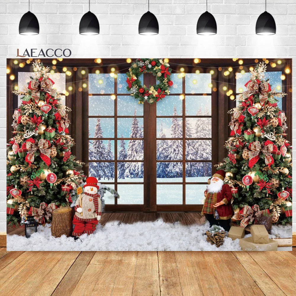 Laeacco Christmas Fireplace Photo Backdrop Interior Xmas Tree Gift Stockings New Year Kid Child Portrait Photography Background