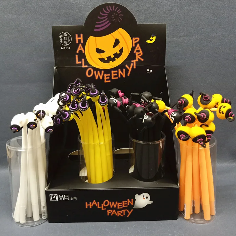 Imagem -02 - Halloween Night Gel Pen Desenhos Animados Abóbora Morcego Fantasma Lua Swinging Assinatura Neutro Pen Papelaria Material Escolar Atacado 48 Pcs