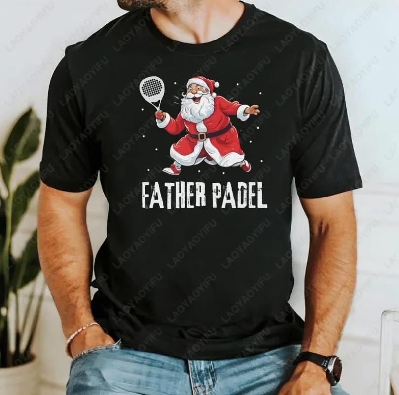 Padel Christmas T-Shirt Funny Padel Gift Padel Clothing Christmas Gift Padel Player Unisex High Quality Cotton Short-sleeve Tees