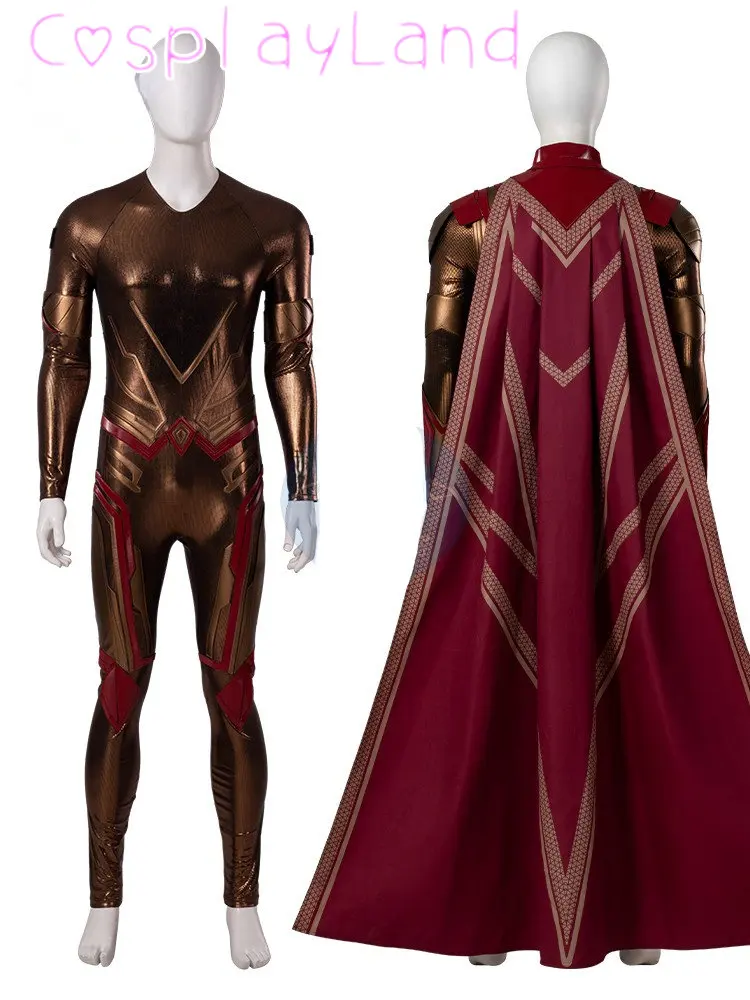 Guardians 3 Adam Magus Cosplay Warlock Costume Halloween Carnival Print Jumpsuit With Red Cloak Men Armor Suit Adam Costume