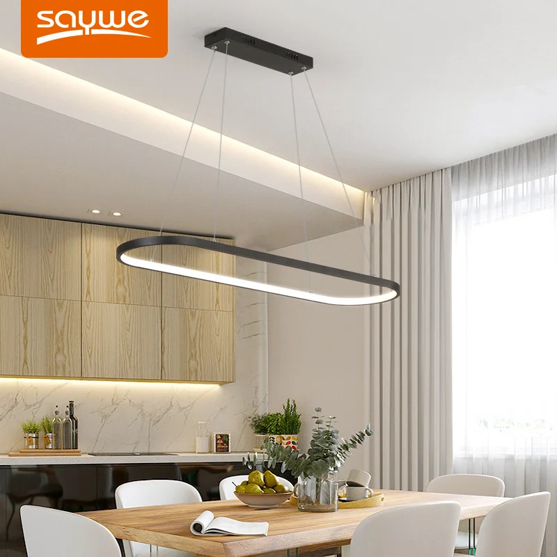 Rectangle Modern Led Pendant Lamps for Living Room Restaurant Bedroom Decorative Pendant Light Lamparas AC85-260V remote control