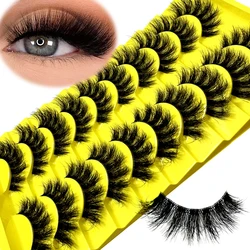 10 Pairs False Fluffy Russian Strip Lashes 3D Fake Lashes Makeup Messy False Eyelashes 3D Fluffy Thick Lashes