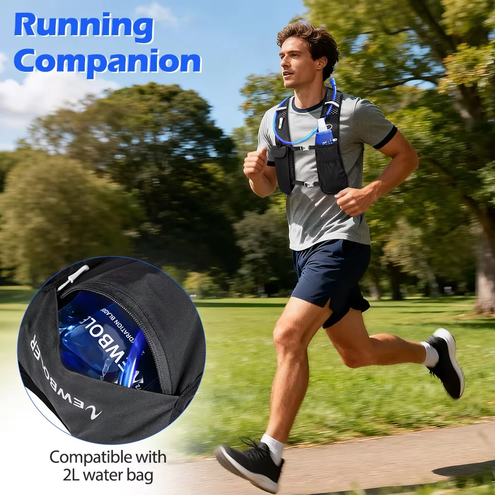 سترة جري NEWBOLER لترطيب خفيف الوزن وجيد التهوية وقابل للتعديل مع جيوب للجري والمشي لمسافات طويلة #4