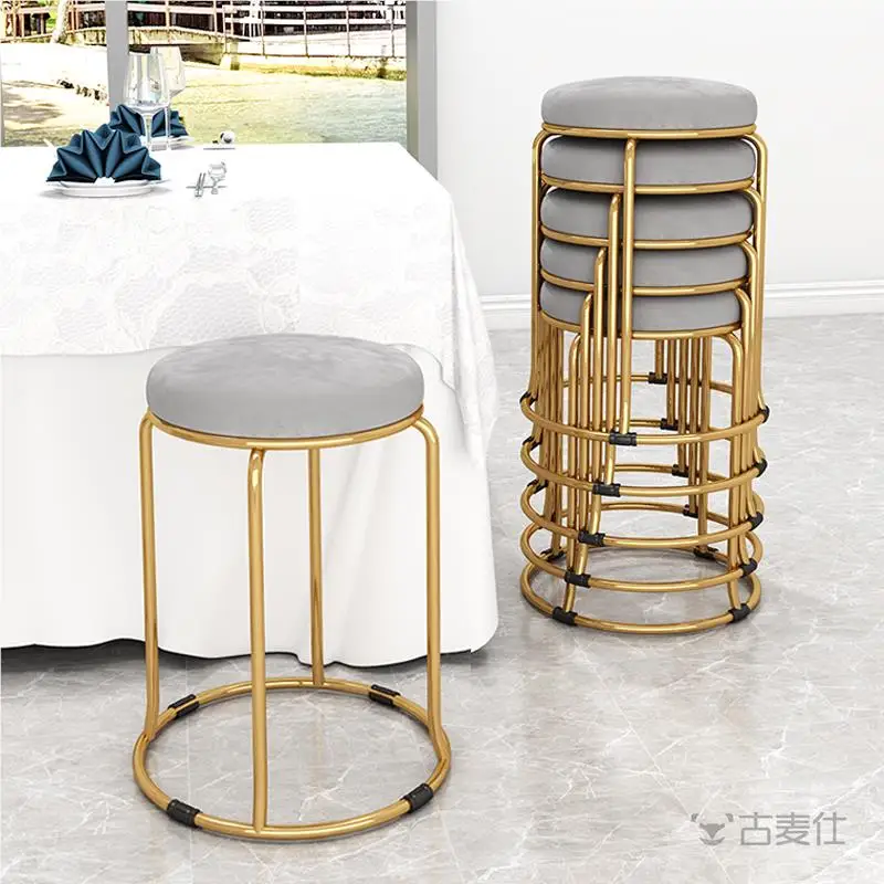 

Light Luxury Small Stool Household Internet Famous Round Stool Living Room Bedroom Dining Room Dining Table Stackable Storage