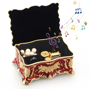Hộp âm nhạc kim loại Sinzyo-entique, Trang sức cũ, Liên đoàn hình chữ nhật nghiêm trọng, một lần vào tháng 12 màu đỏ, sinh nhật và quà tặng ngày lễ tình nhân 10 Bán hàng chính Anastasia Hộp nhạc - №7