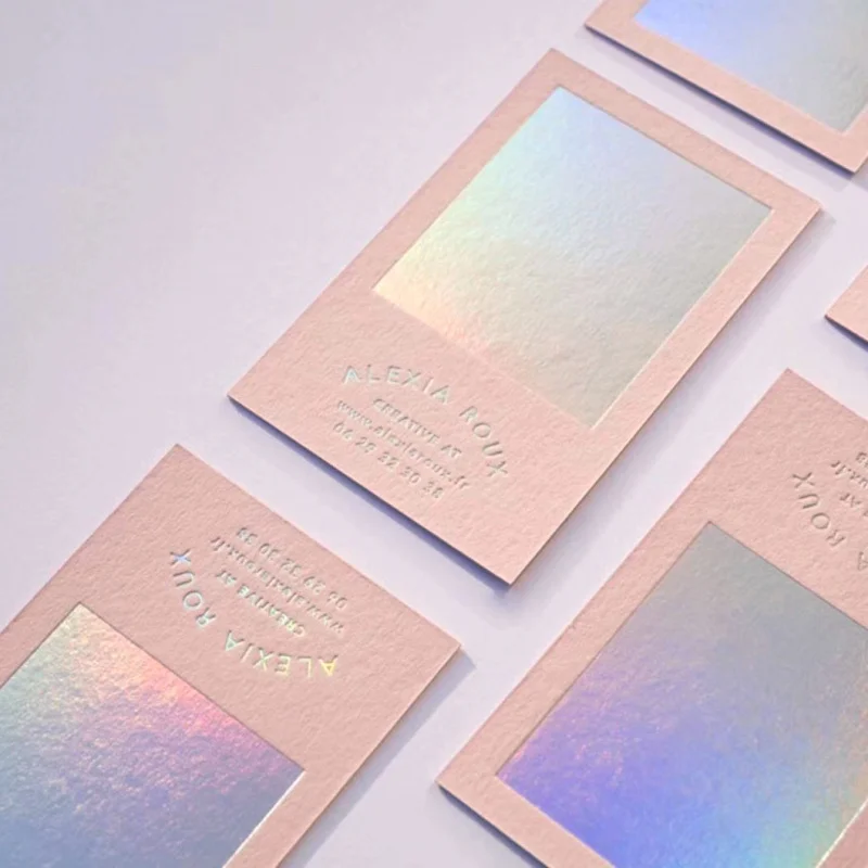 Custom.Italian Pink Tissue Paper Gilding Gilding Concave Business Card Production Design High-End Tissue Paper Bu