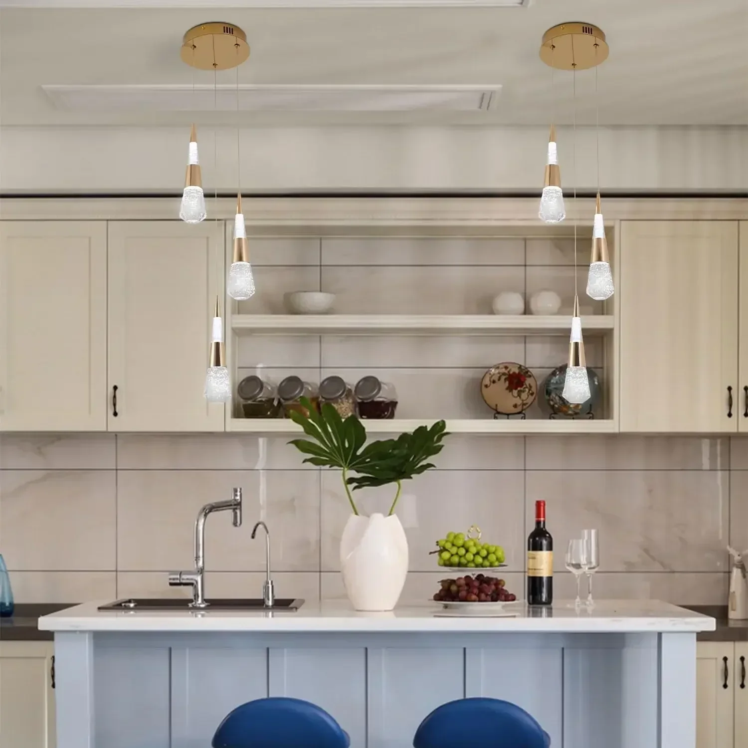 GHEUVNJ Modern Chandelier, 9 Light Gold Led Chandelier for Dining Room Dimmable with Remote,High Ceiling Hanging