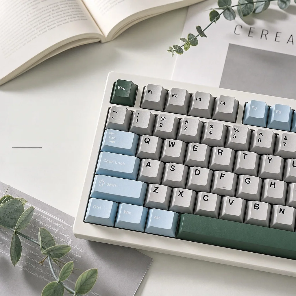 Turquoise Mirage Keycaps Sublimation Wooting Personality Keys Cap DIY Adaptation Small Full Set 61 68 75 87 98 104 108 Keys