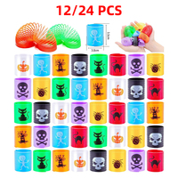 12-24Pcs Halloween Party Favors Magic Rainbow Springs Circle Toys Pinata Fillers Flexible Funny Toy Boy Girl Birthday Small Gift