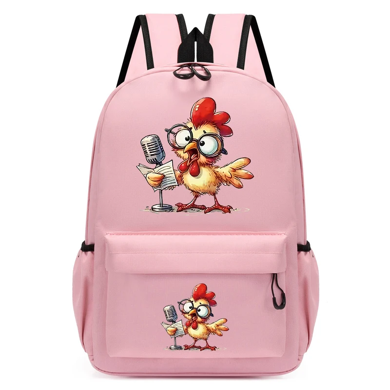 Mochilas escolares para niñas, bolsa de nailon con diseño de pollo y acuarela, para estudiantes, guardería