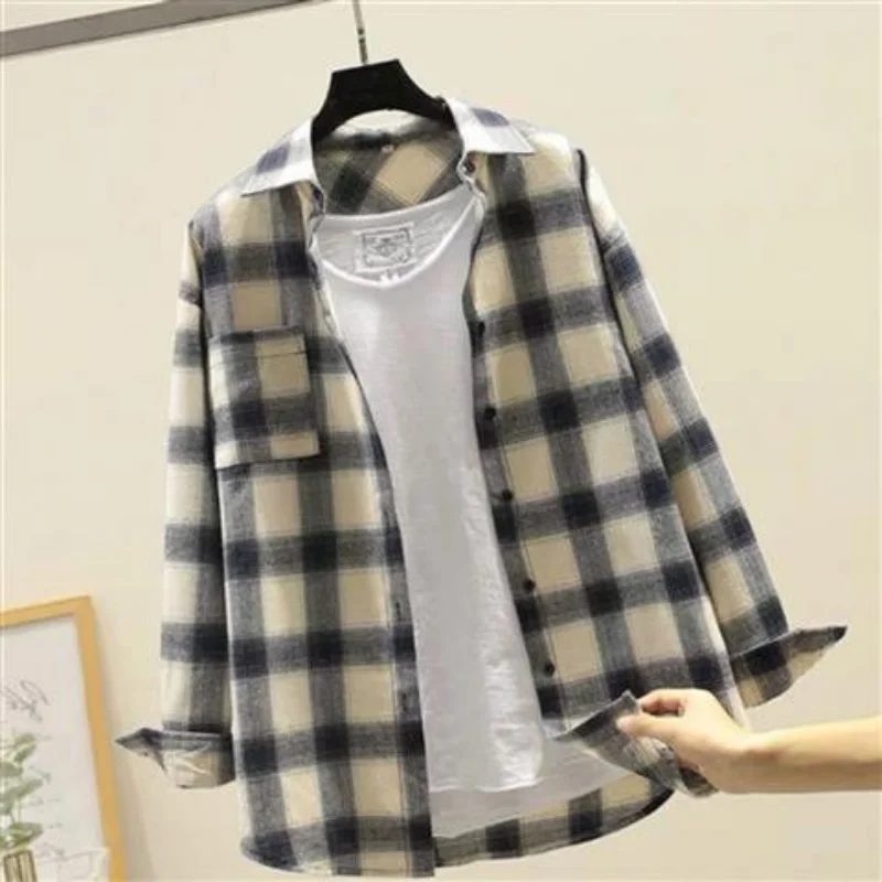 Camicie e camicette a maniche lunghe da uomo Plaid Elegante cotone di lusso Top da uomo Stile sociale coreano Novità nella abbigliamento primaverile