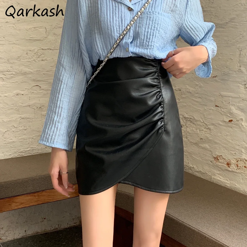 

Skirts Women Preppy Style Shirring Mini Irregular Fashion Korean Basic Ladies Slim Tender Empire Minimalist Vacation Aesthetic