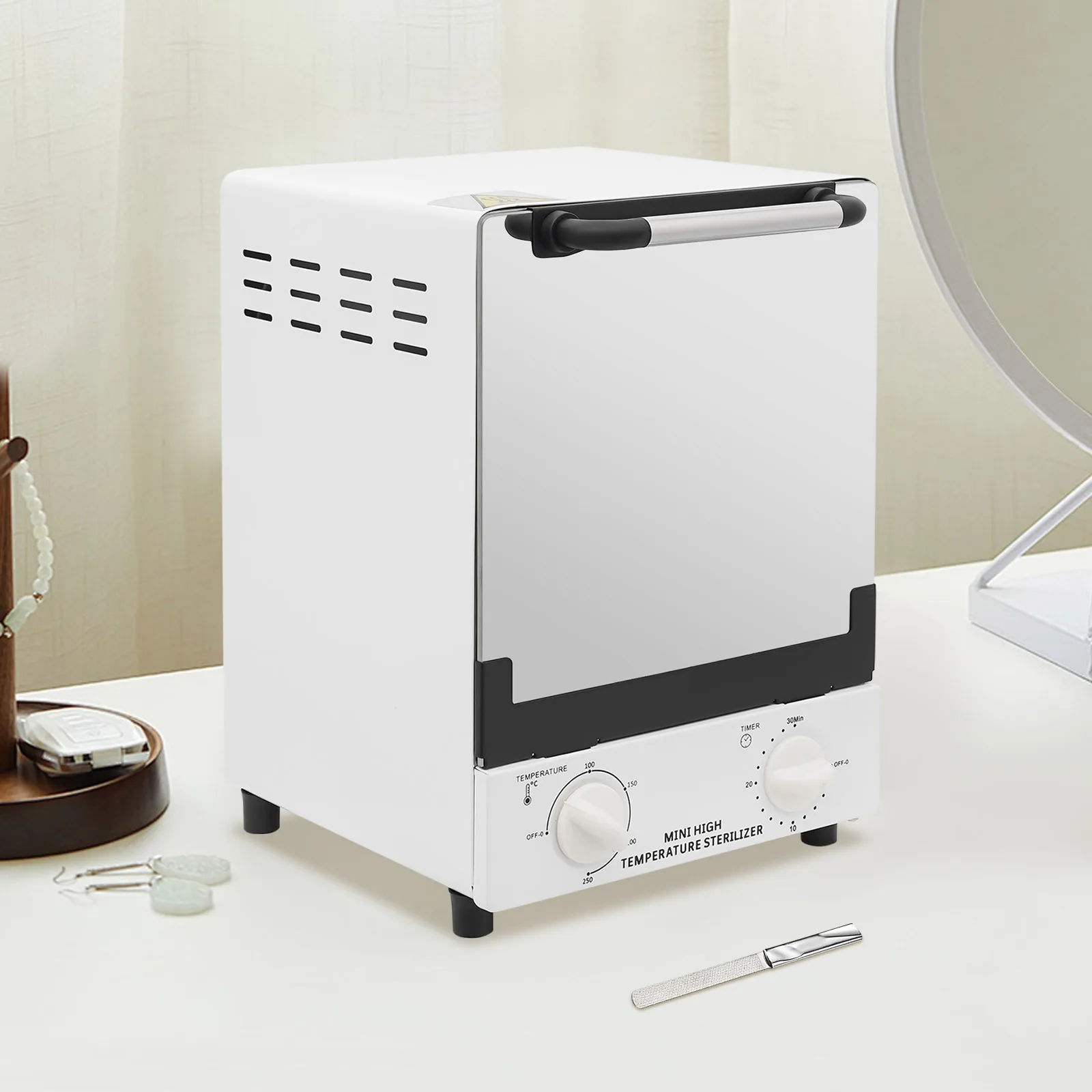 

Sterilizer for Nail Tools 12L 1000W Dry Heat 482°F High Temperature Cabinet for Nail Salon Barber Shop Metal Tools Disinfection