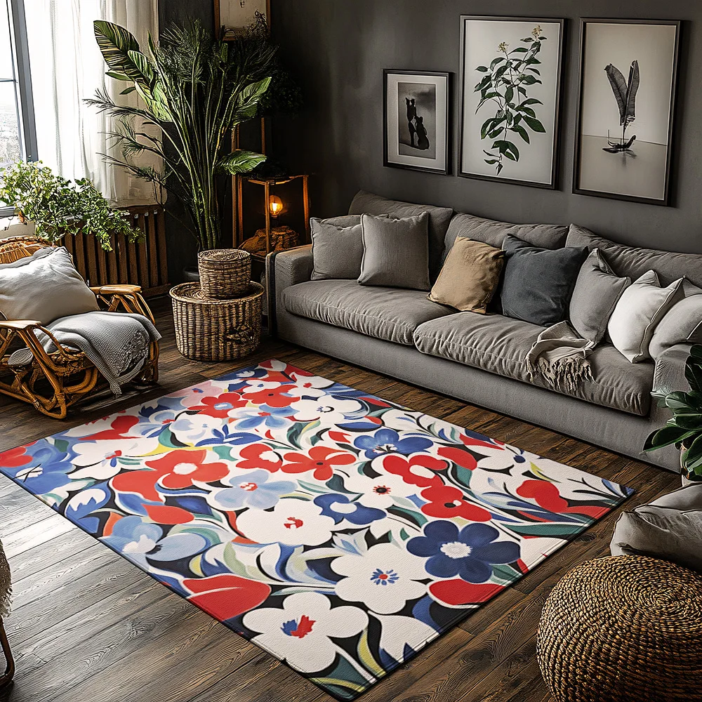 

Коврик с цветочным рисунком, винтажный персидский стиль, домашний декор, ковер для гостиной, спальни, напольный коврик, нескользящий, моющийся, напольное покрытие, художественный