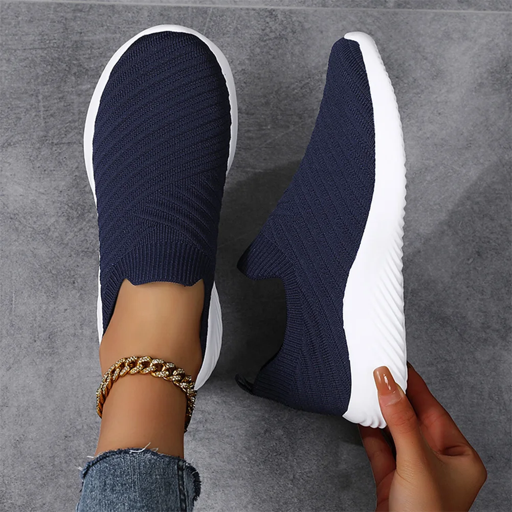 Women Walking Shoes Slip On Knit Tennis Workout Sneakers Memory Foam Lightweight for Gym Running